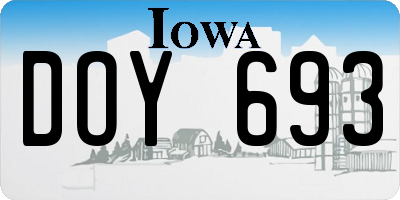 IA license plate DOY693
