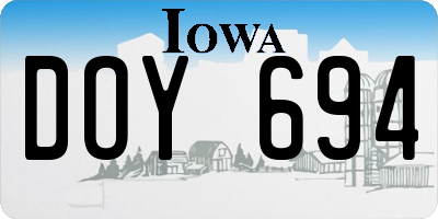 IA license plate DOY694