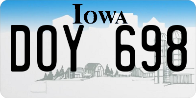 IA license plate DOY698