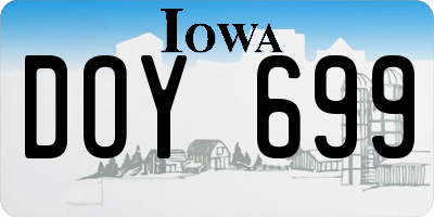 IA license plate DOY699