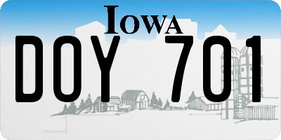 IA license plate DOY701