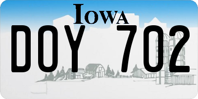 IA license plate DOY702