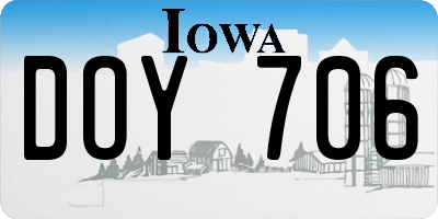 IA license plate DOY706