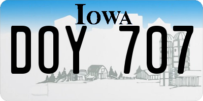 IA license plate DOY707