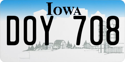 IA license plate DOY708