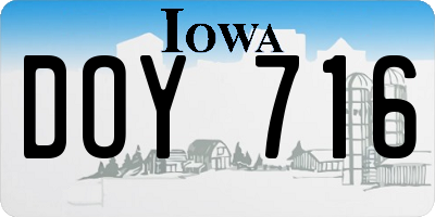 IA license plate DOY716