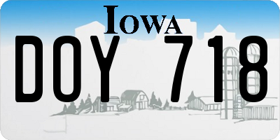IA license plate DOY718