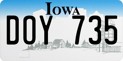 IA license plate DOY735