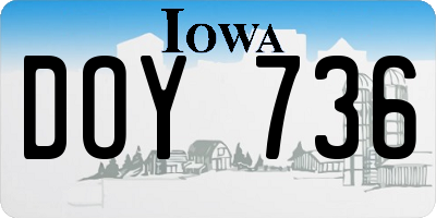IA license plate DOY736