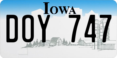 IA license plate DOY747