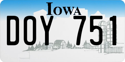 IA license plate DOY751