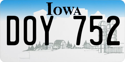 IA license plate DOY752
