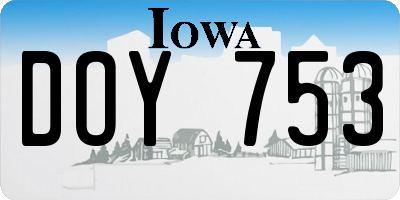 IA license plate DOY753