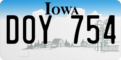 IA license plate DOY754