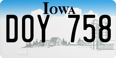 IA license plate DOY758