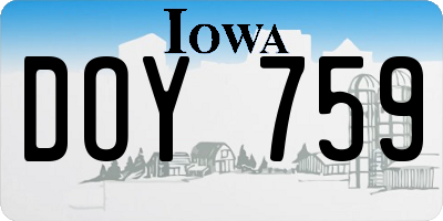 IA license plate DOY759