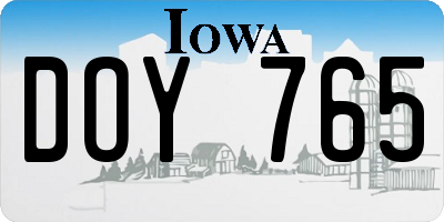 IA license plate DOY765