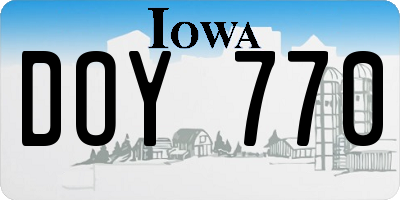 IA license plate DOY770