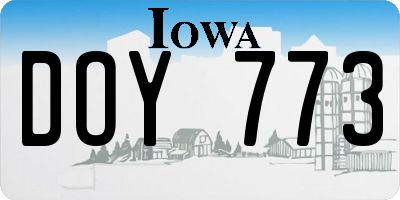 IA license plate DOY773