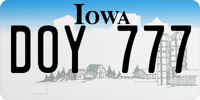 IA license plate DOY777