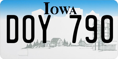 IA license plate DOY790