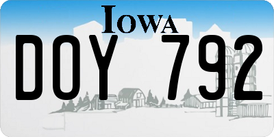 IA license plate DOY792