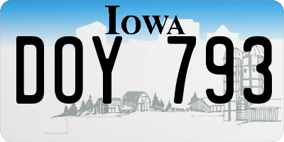 IA license plate DOY793