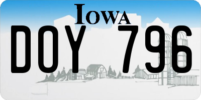 IA license plate DOY796