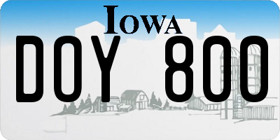 IA license plate DOY800