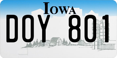 IA license plate DOY801