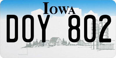IA license plate DOY802