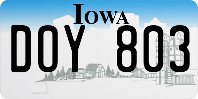 IA license plate DOY803