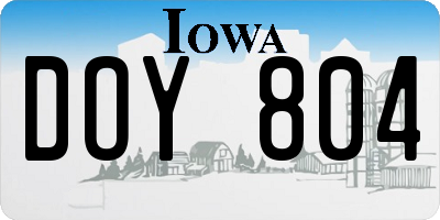 IA license plate DOY804