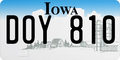 IA license plate DOY810