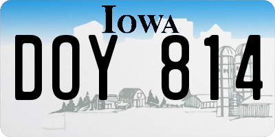 IA license plate DOY814