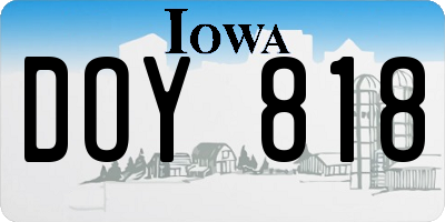 IA license plate DOY818