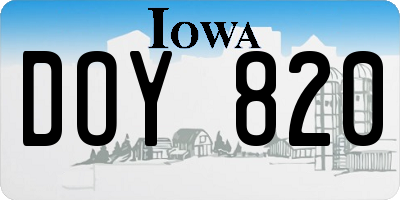 IA license plate DOY820