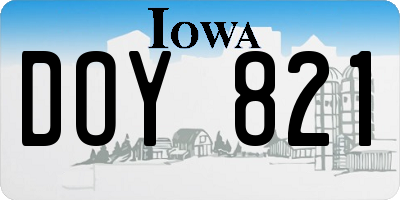 IA license plate DOY821