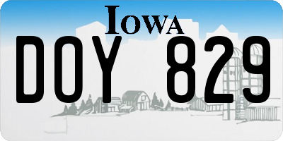 IA license plate DOY829