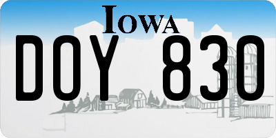 IA license plate DOY830