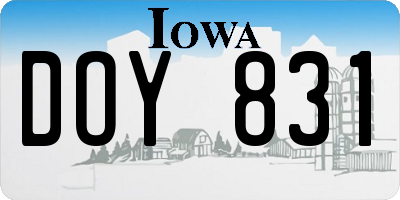 IA license plate DOY831