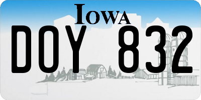 IA license plate DOY832