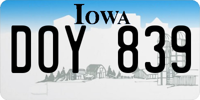 IA license plate DOY839