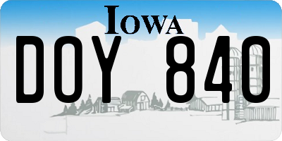 IA license plate DOY840