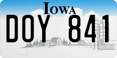 IA license plate DOY841