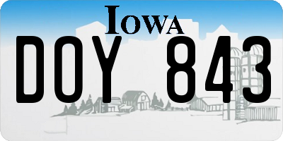 IA license plate DOY843