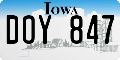 IA license plate DOY847