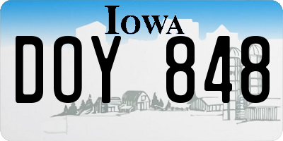 IA license plate DOY848