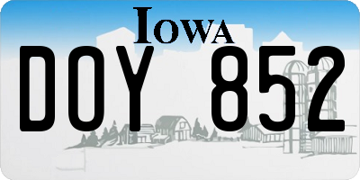 IA license plate DOY852