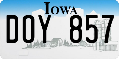 IA license plate DOY857